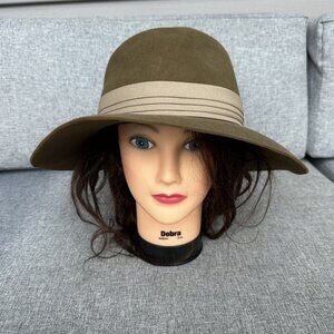 Madcaps Fedora Hat Genuine Fur Tan Olive Ribbon Band Vintage